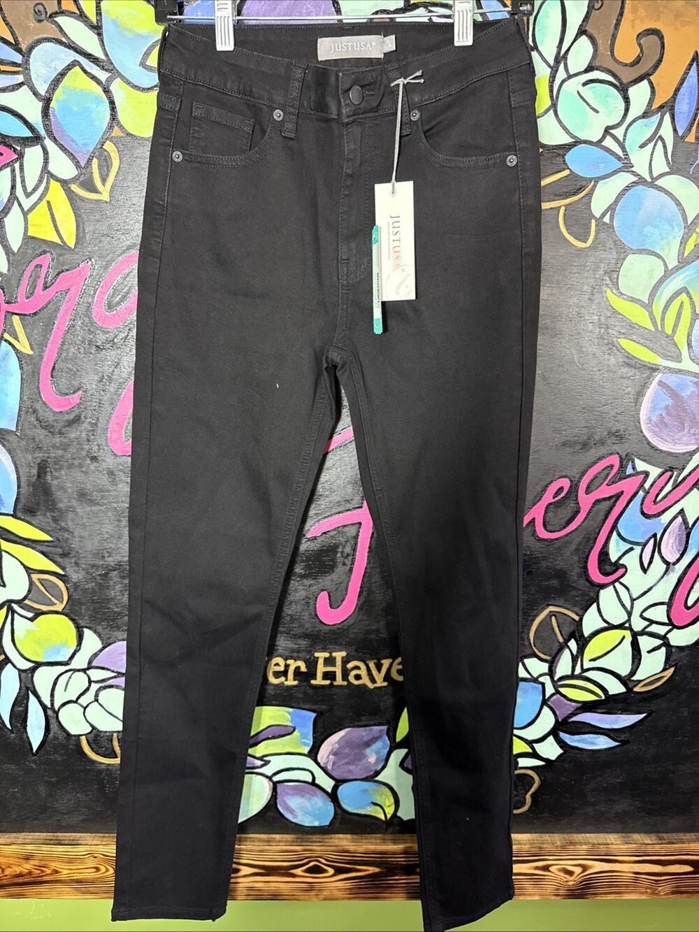 Just USA Alyssa Cigarette Jeans, Black, Size 4